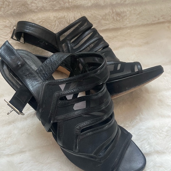 Dior Black Strappy Mesh & Leather Heels - Picture 3 of 5